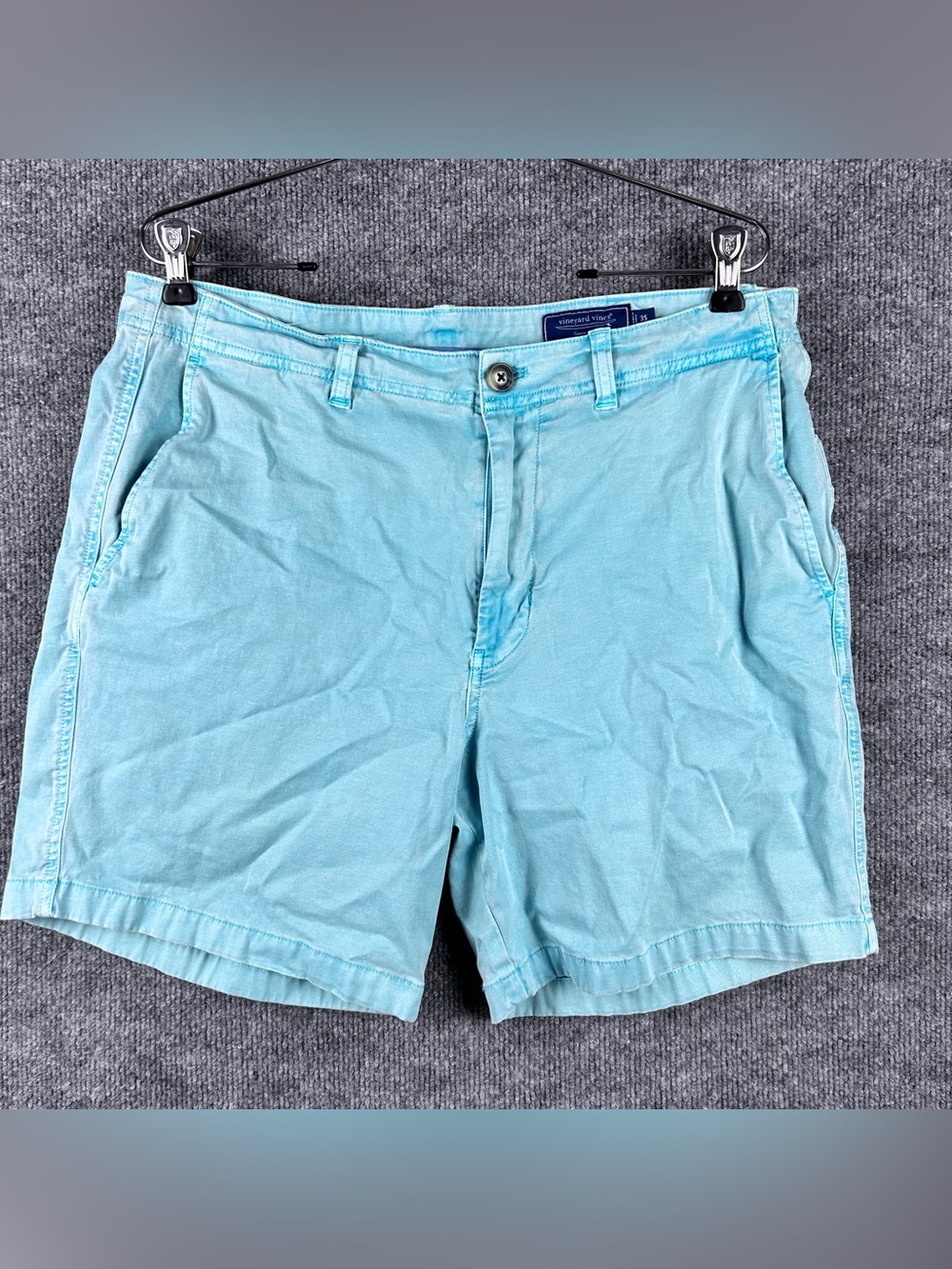 Vineyard Vines Aqua Blue Island Short Stretch Cotton Flat Front Shorts Mens 35